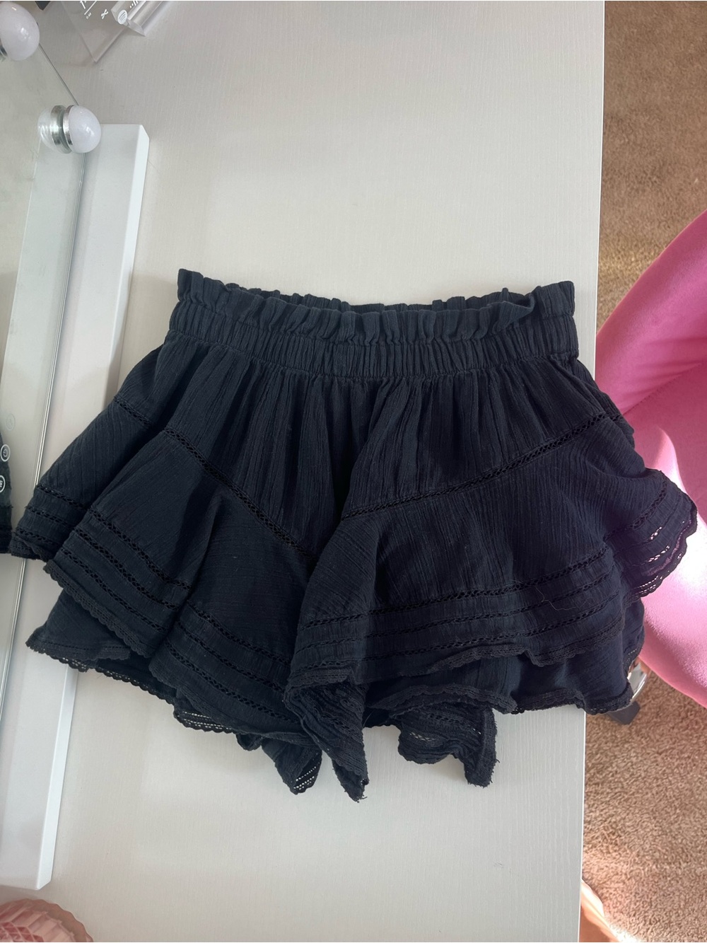 Black Ruffled Tiered Mini Skirt Aerie